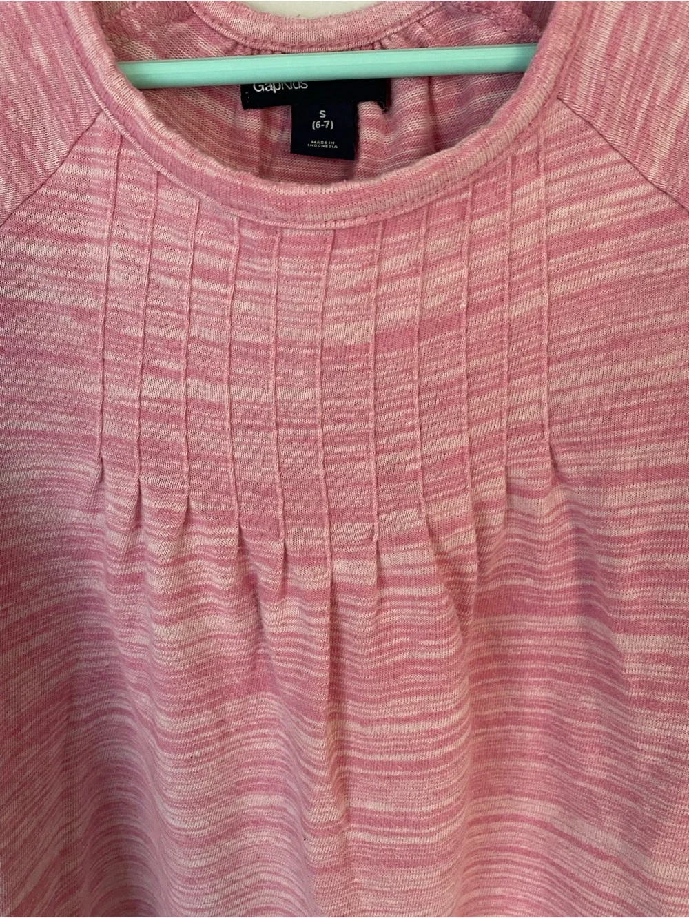 GAP Pink Heathered Long Sleeve Pintuck Top